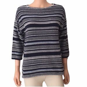 Ralph Lauren Chaps navy blue white striped sweater